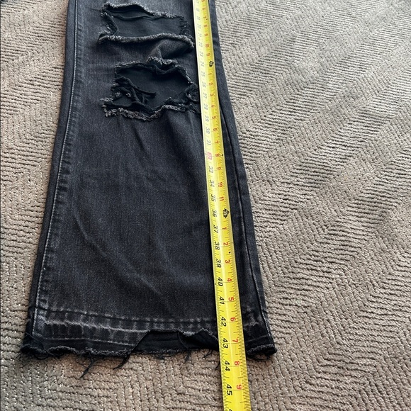 Vibrant M.I.U. Jeans Women's Juniors Size 1 Black Distressed High Rise Wide Leg - Picture 10 of 12